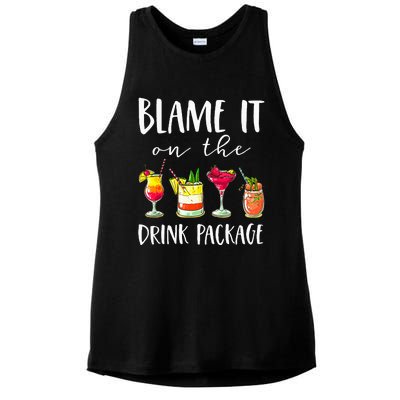 Cruise Gifts Blame It On The Drink Package Ladies PosiCharge Tri-Blend Wicking Tank