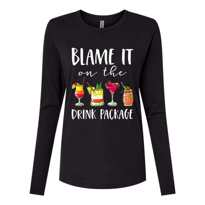 Cruise Gifts Blame It On The Drink Package Womens Cotton Relaxed Long Sleeve T-Shirt