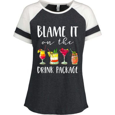 Cruise Gifts Blame It On The Drink Package Enza Ladies Jersey Colorblock Tee