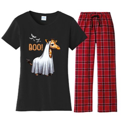 Cute Giraffe Boo Halloween Costume Zoo Lover Women's Flannel Pajama Set