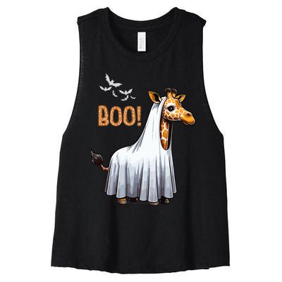 Cute Giraffe Boo Halloween Costume Zoo Lover Women's Racerback Cropped Tank