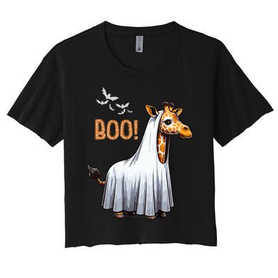 Cute Giraffe Boo Halloween Costume Zoo Lover Women's Crop Top Tee