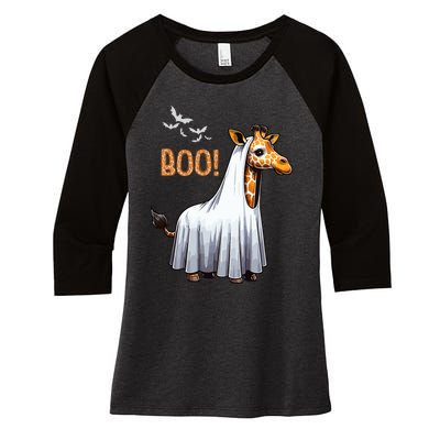 Cute Giraffe Boo Halloween Costume Zoo Lover Women's Tri-Blend 3/4-Sleeve Raglan Shirt