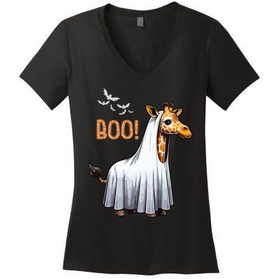 Cute Giraffe Boo Halloween Costume Zoo Lover Women's V-Neck T-Shirt