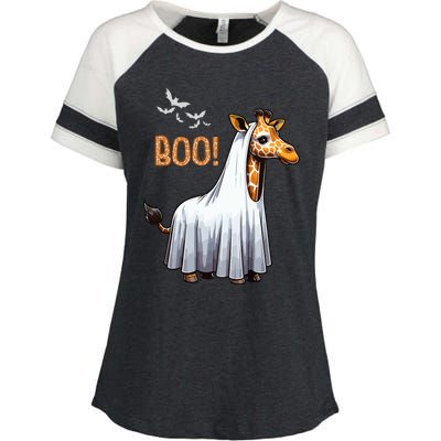 Cute Giraffe Boo Halloween Costume Zoo Lover Enza Ladies Jersey Colorblock Tee