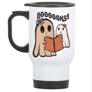 Cute Ghost Book Worm Nerd Boooks Halloween Party Costume Gift Stainless Steel Travel Mug