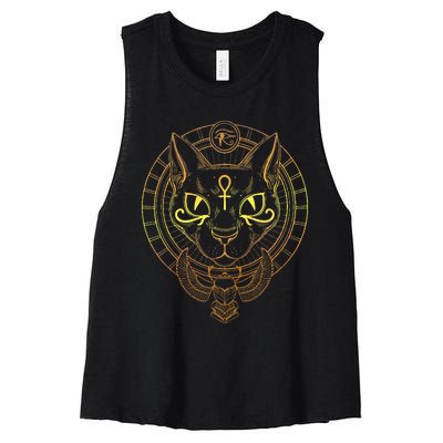 Cat Goddess Bastet Cat Egyptian Women's Racerback Cropped Tank