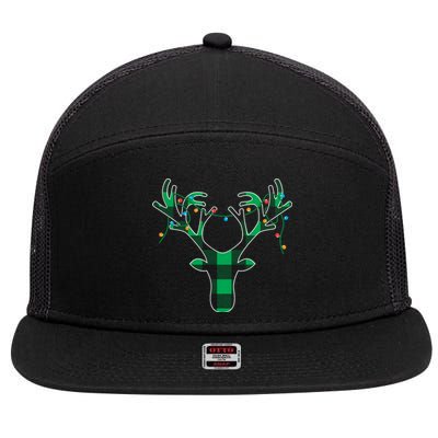 Classic Green Black Christmas 7 Panel Mesh Trucker Snapback Hat