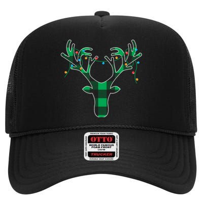 Classic Green Black Christmas High Crown Mesh Back Trucker Hat