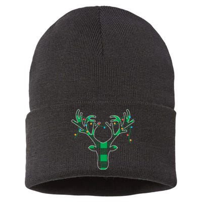 Classic Green Black Christmas Sustainable Knit Beanie