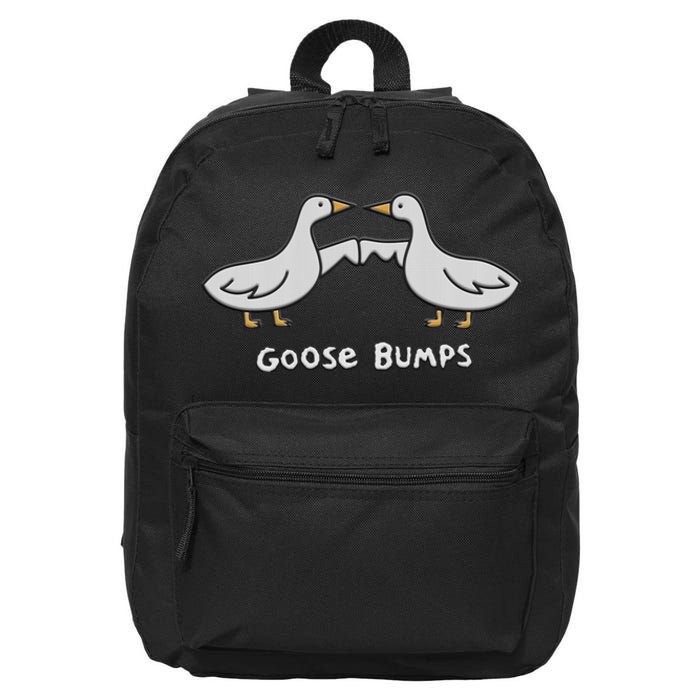 Cute Goose Bumps Funny Goose Embroidery Geese Fist Bump Pun 16 in Basic Backpack