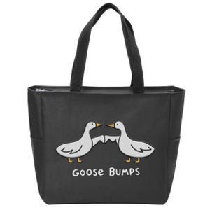 Cute Goose Bumps Funny Goose Embroidery Geese Fist Bump Pun Zip Tote Bag