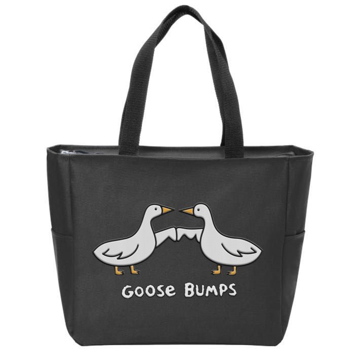 Cute Goose Bumps Funny Goose Embroidery Geese Fist Bump Pun Zip Tote Bag