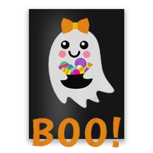 Cute Ghost Boo! With Sweets Halloween Poster