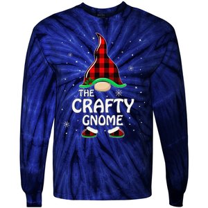 Crafty Gnome Buffalo Plaid Matching Family Christmas Pajama Tie-Dye Long Sleeve Shirt