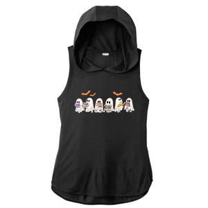 Cute Ghost Book Reading Halloween Ladies PosiCharge Tri-Blend Wicking Draft Hoodie Tank