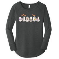 Cute Ghost Book Reading Halloween Women's Perfect Tri Tunic Long Sleeve Shirt