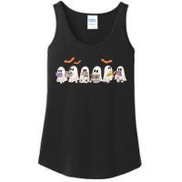 Cute Ghost Book Reading Halloween Ladies Essential Tank