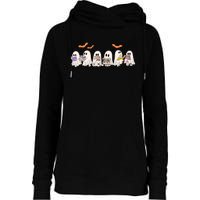 Cute Ghost Book Reading Halloween Womens Funnel Neck Pullover Hood