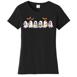 Cute Ghost Book Reading Halloween Women's T-Shirt