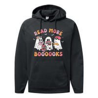 Cute Ghost Book Read More Books Funny Teachers Halloween Performance Fleece Hoodie