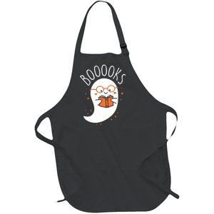 Cute Ghost Book Reading Halloween Teacher Full-Length Apron With Pockets