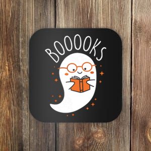 Cute Ghost Book Reading Halloween Teacher Coaster