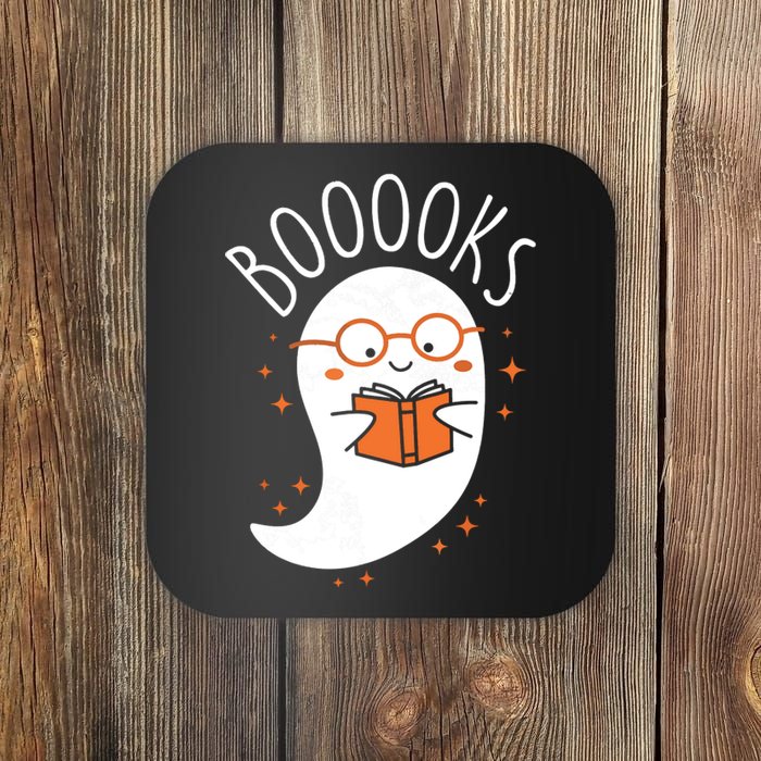 Cute Ghost Book Reading Halloween Teacher Coaster