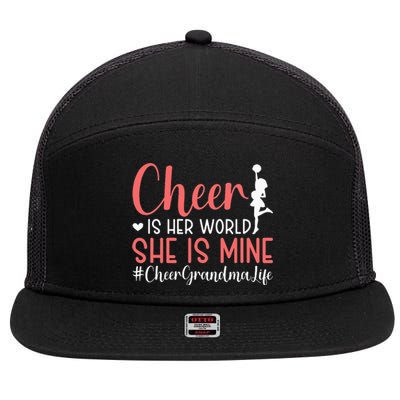 Cheer Grandma Biggest Fan Black Yellow Gold 7 Panel Mesh Trucker Snapback Hat