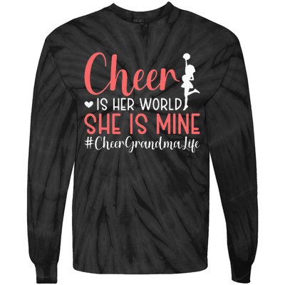 Cheer Grandma Biggest Fan Black Yellow Gold Tie-Dye Long Sleeve Shirt