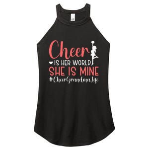 Cheer Grandma Biggest Fan Black Yellow Gold Women's Perfect Tri Rocker Tank