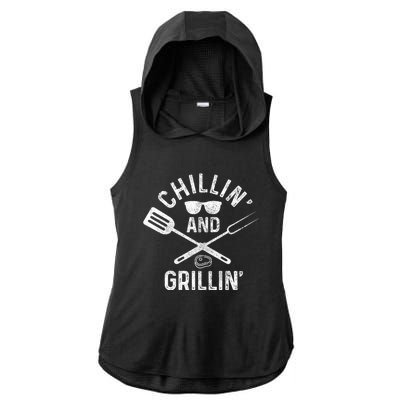 Chilling & Grilling BBQ Grill Chef Funny Barbecue Ladies PosiCharge Tri-Blend Wicking Draft Hoodie Tank