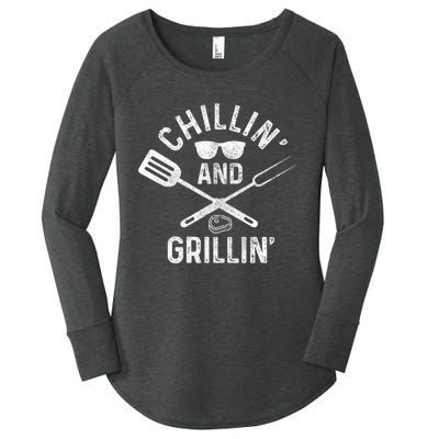 Chilling & Grilling BBQ Grill Chef Funny Barbecue Women's Perfect Tri Tunic Long Sleeve Shirt