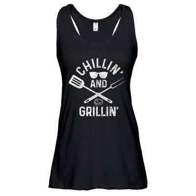 Chilling & Grilling BBQ Grill Chef Funny Barbecue Ladies Essential Flowy Tank