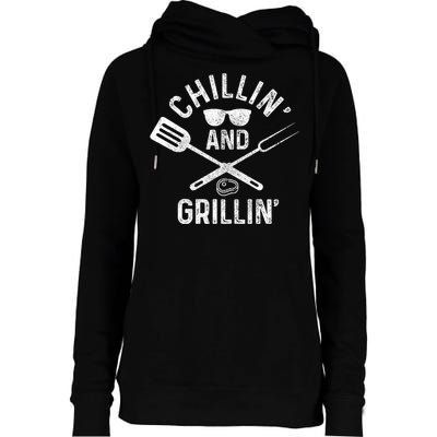 Chilling & Grilling BBQ Grill Chef Funny Barbecue Womens Funnel Neck Pullover Hood