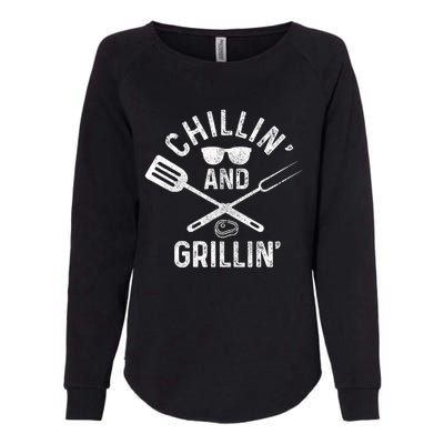 Chilling & Grilling BBQ Grill Chef Funny Barbecue Womens California Wash Sweatshirt