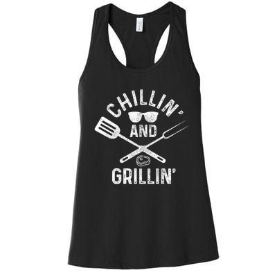 Chilling & Grilling BBQ Grill Chef Funny Barbecue Women's Racerback Tank