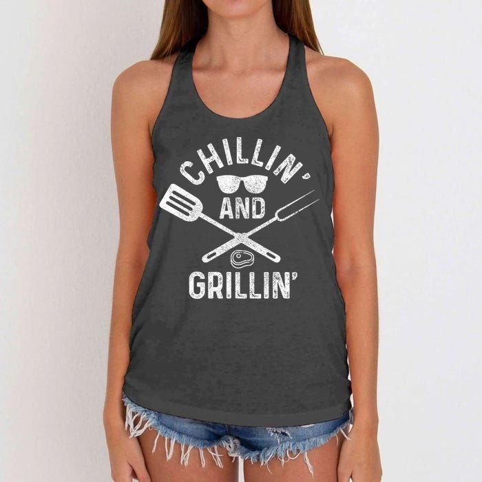 Chilling & Grilling BBQ Grill Chef Funny Barbecue Women's Knotted Racerback Tank