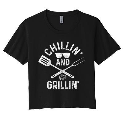 Chilling & Grilling BBQ Grill Chef Funny Barbecue Women's Crop Top Tee