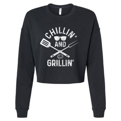 Chilling & Grilling BBQ Grill Chef Funny Barbecue Cropped Pullover Crew