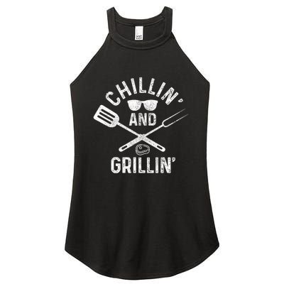 Chilling & Grilling BBQ Grill Chef Funny Barbecue Women's Perfect Tri Rocker Tank