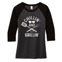 Chilling & Grilling BBQ Grill Chef Funny Barbecue Women's Tri-Blend 3/4-Sleeve Raglan Shirt