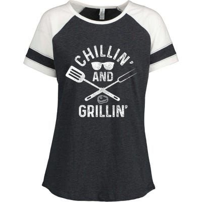 Chilling & Grilling BBQ Grill Chef Funny Barbecue Enza Ladies Jersey Colorblock Tee