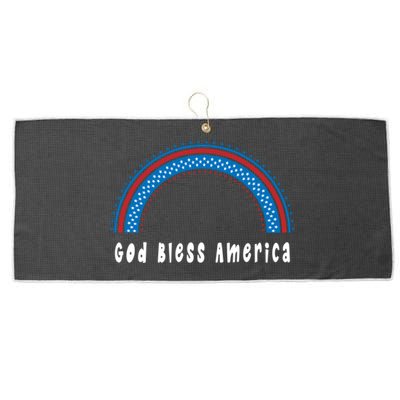 Cute God Bless America Patriotic Red White Blue Rainbow Gift Large Microfiber Waffle Golf Towel