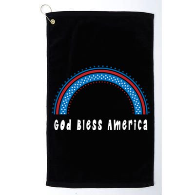 Cute God Bless America Patriotic Red White Blue Rainbow Gift Platinum Collection Golf Towel