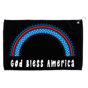 Cute God Bless America Patriotic Red White Blue Rainbow Gift Grommeted Golf Towel