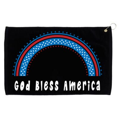 Cute God Bless America Patriotic Red White Blue Rainbow Gift Grommeted Golf Towel