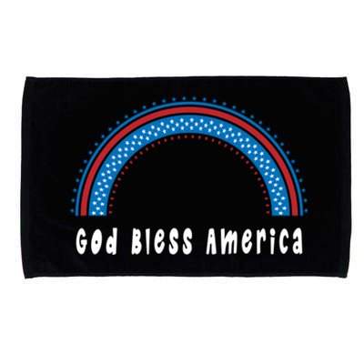 Cute God Bless America Patriotic Red White Blue Rainbow Gift Microfiber Hand Towel