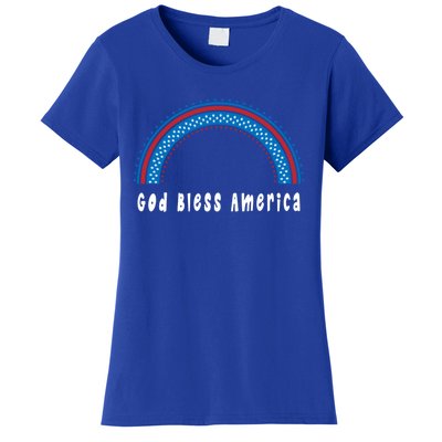 Cute God Bless America Patriotic Red White Blue Rainbow Gift Women's T-Shirt