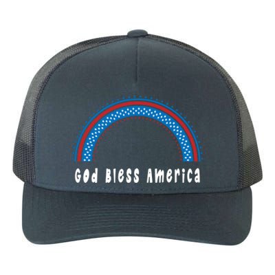 Cute God Bless America Patriotic Red White Blue Rainbow Gift Yupoong Adult 5-Panel Trucker Hat